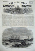 Old Antique Print 1860 Ship Flying Fish Ariadne Hero Elizabeth Lighthouse 19th
