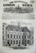 Original Old Antique Print 1860 Architecture Harry Emanuel'S House Brook Street