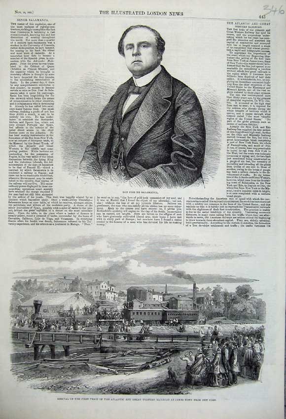 Old Antique Print 1860 Don Jose Salamanca Train Western Railway New York 19th