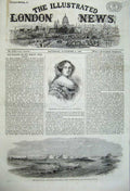 Original Old Antique Print 1860 Queen Spain War China Forts Pehtang River Ships