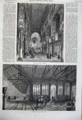 Original Old Antique Print Chapel Royal Palermo 1860 Campo Santo Cemetery Pisa