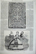 Original Old Antique Print 1860 Book Cover Ceramic Papier-Mache Paris Fashions