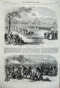 Antique Old Print *0149 1860 Review Lancashire Rifle Volunteers Knowsley Park