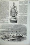 Original Old Antique Print 1860 Doncaster Cup Volunteer Camp Crosby Liverpool