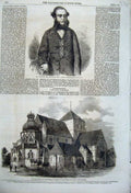 Original Old Antique Print 1860 Portrait Pearson Mayor Hull Cathedral Drontheim