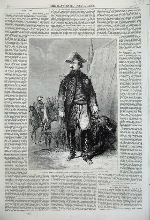 Old Antique Print 1860 Portrait Marshal Canrobert Gallery Versailles Man 19th