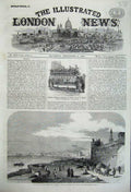 Original Old Antique Print 1860 Railway Carriage Naples Castle Del Carmine Read