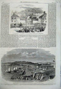 Old Antique Print 1860 Plymouth Regatta Yachts Prince Wales Queen'S Wharf 19th