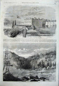 Old Antique Print 1860 Parliament Buildings Quebac Canada Niagara River 19th