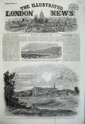 Old Antique Print 1860 Sicily Troops Faro Messina Niagara Falls Village 19th