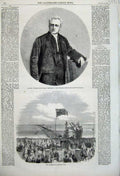 Old Antique Print 1860 Rev William Stamp Wesleyan Society Southport Pier 19th