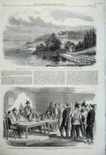 Old Antique Print 1860 Government House Charlotte Edward Sicily War Trial 19th