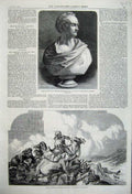 Original Old Antique Print Bust Viscount Hardinge 1860 Relief Lucknow War Camel