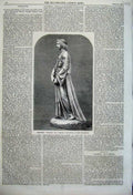 Old Antique Print 1860 Sculpture Chastity Durham Royal Academy Exhibition 19th