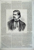 Original Old Antique Print Portrait Antonio Giuglini Tenor Singer 1860 Watkins