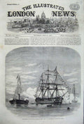 Old Antique Print 1860 Prince Wales H.M.S Hero Plymouth Sailing Ship Boat 19th