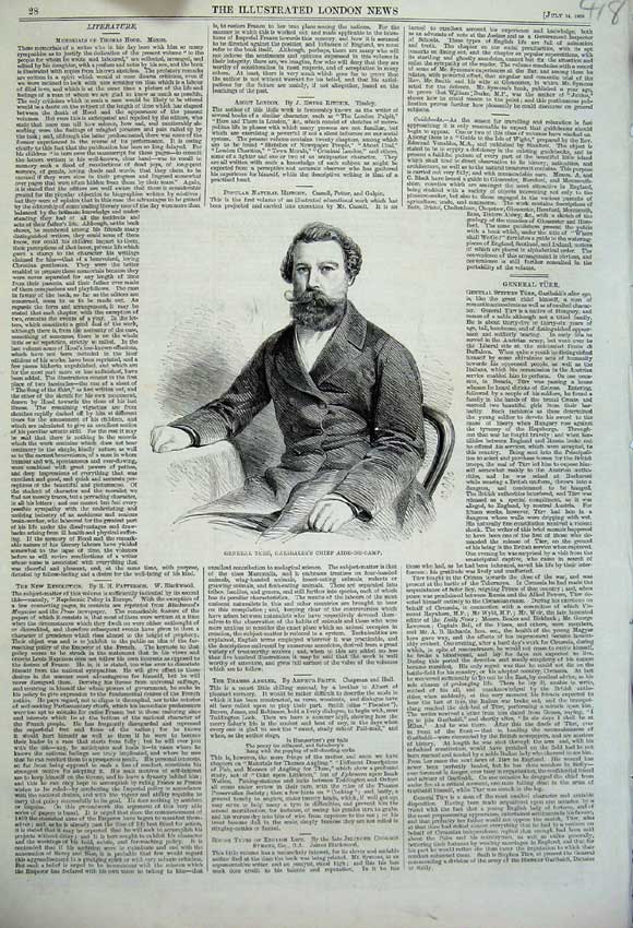Old Antique Print 1860 Portrait General Turr Garibaldi Chief Aide-De-Camp 19th