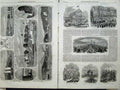 Original Old Antique Print 1860 Prince Wales Canada Pavillion Arch Ship Yacht