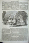 Original Old Antique Print 1861 Paris Fashion July Womens Dresses Victorian