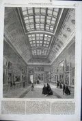 Old Antique Print 1861 Interior New Room National Gallery Paintings Art 19th
