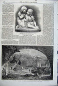 Old Antique Print 1861 British Artists Leitch River Rhine Sculpture Munro 19th