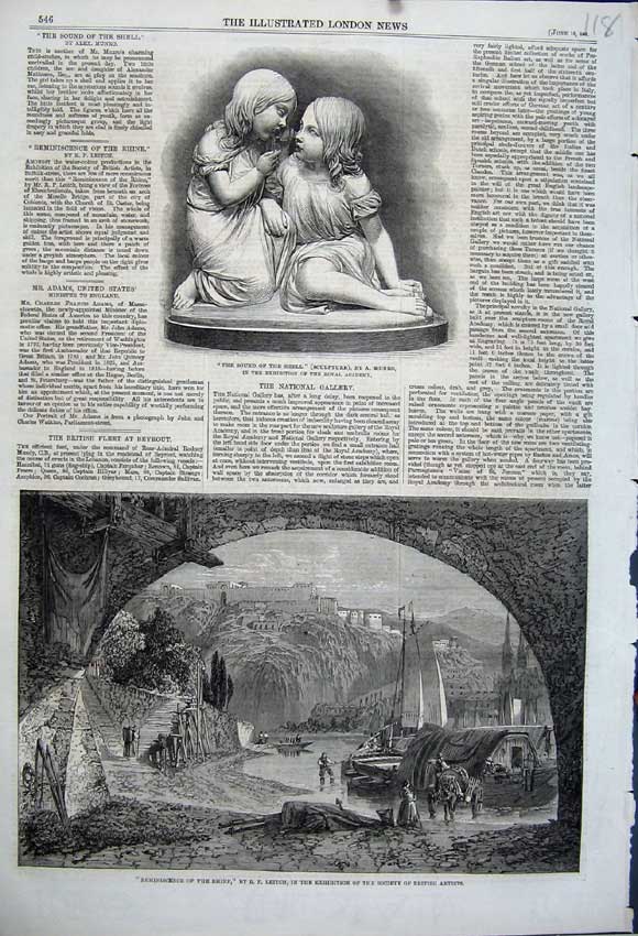 Old Antique Print 1861 British Artists Leitch River Rhine Sculpture Munro 19th