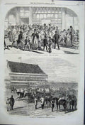 Original Old Antique Print 1861 Derby Day Horse Racing Winner Bells Life Office