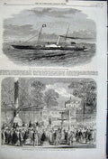 Old Antique Print 1861 British Champs Elysee Wooden Horses Packet Queen 19th