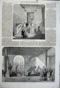 Old Antique Print 1861 Sculpture Room Royal Academy New Staircase Statue 19th