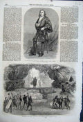Old Antique Print 1861 Cavern Scene Men Theatre Fechter Hamlet Princess 19th