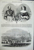 Old Antique Print 1861 King Holland Amsterdam Railway Netherlands Queen 19th