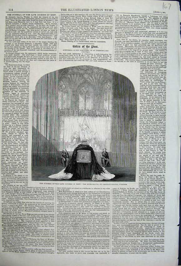 Original Old Antique Print 1861 Funeral Duchess Kent Ante-Chapel George Windsor