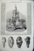 Old Antique Print 1861 Flint Implements Drift Testimonial Hayter Commons 19th