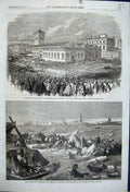 Old Antique Print 1861 Strike Blackburn Flood Dyke Holland Bommellerwaard 19th
