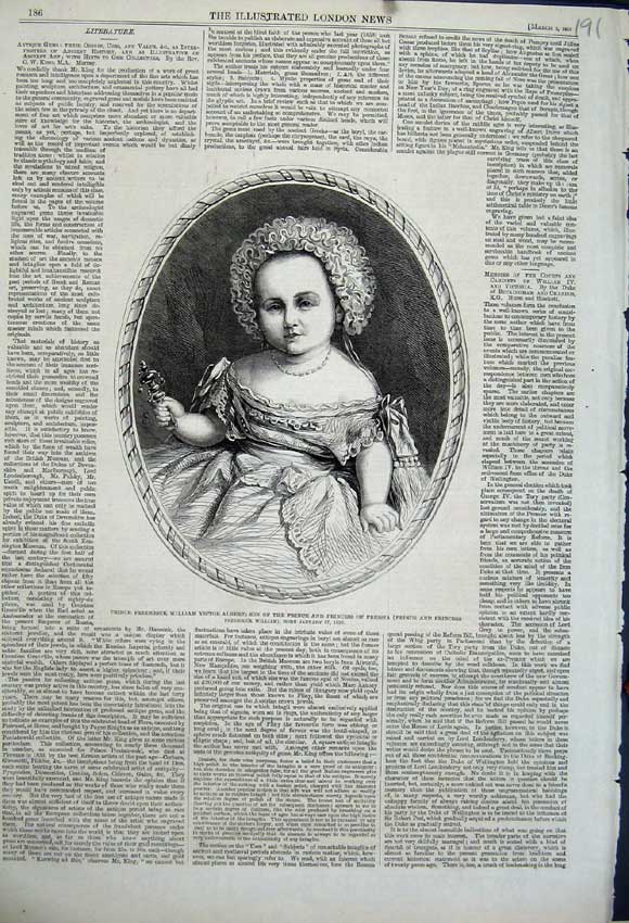 Old Antique Print 1861 Portrait Prince Frederick Albert Princess Prussia 19th