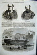 Original Old Antique Print 1861 Ship Bristol Queen Academicians Falconer Scott