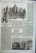 Original Old Antique Print London Inland Revenue Office Wellington Street 1861
