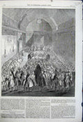 Old Antique Print 1861 Interior House Lords Session Close Parliament M. P 19th