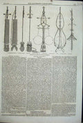 Old Antique Print 1861 Machinery Deep Sea Soundings Suspending Line Scoop 19th