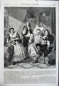 Old Antique Print 1861 Painting Malade Imaginaire Solomon Royal Academy 19th