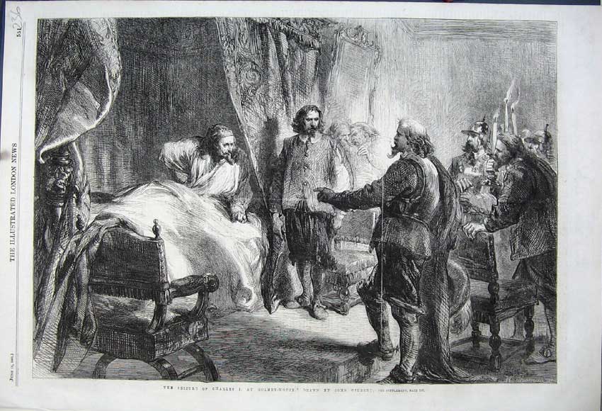 Original Old Antique Print 1861 Seizure King Charles Holmby-House John Gilbert