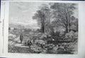 Old Antique Print 1861 Country Scene Trees Lake Hunter Royal Academy Art 19th
