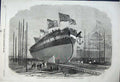 Original Old Antique Print 1861 Launch Her Majesty Steam-Ram Frigate Resistance