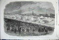 Old Antique Print 1861 Volunteer Sham Fight Wimbledon Troops War Battle 19th