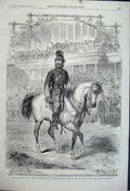 Old Antique Print 1861 Volunteer Sham Fight Brighton Lord Ranelagh Horse 19th