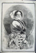 Original Old Antique Print 1861 Portrait Her Royal Highness Duchess Kent Lion