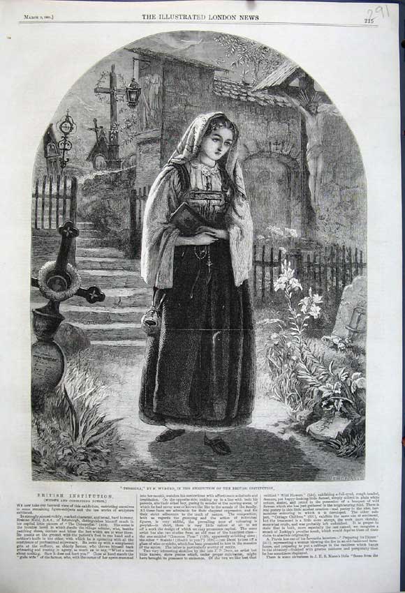 Original Old Antique Print 1861 Teresina Woman Church Wyburd British Instituion