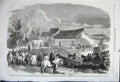 Old Antique Print 1861 Chinese British Head Quarters Taels Prisoner Horse 19th