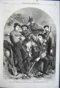 Original Old Antique Print 1861 General Garibaldi Caprera Basso Papeleo Pietro