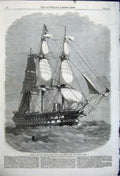Original Old Antique Print Cruise Highness Prince Alfred 1861 St George 90 Guns